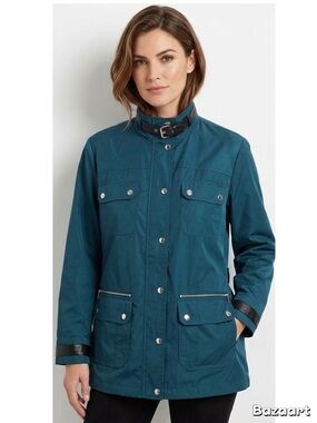Calvin Klein Teal Utility Jacket with Leather Trim